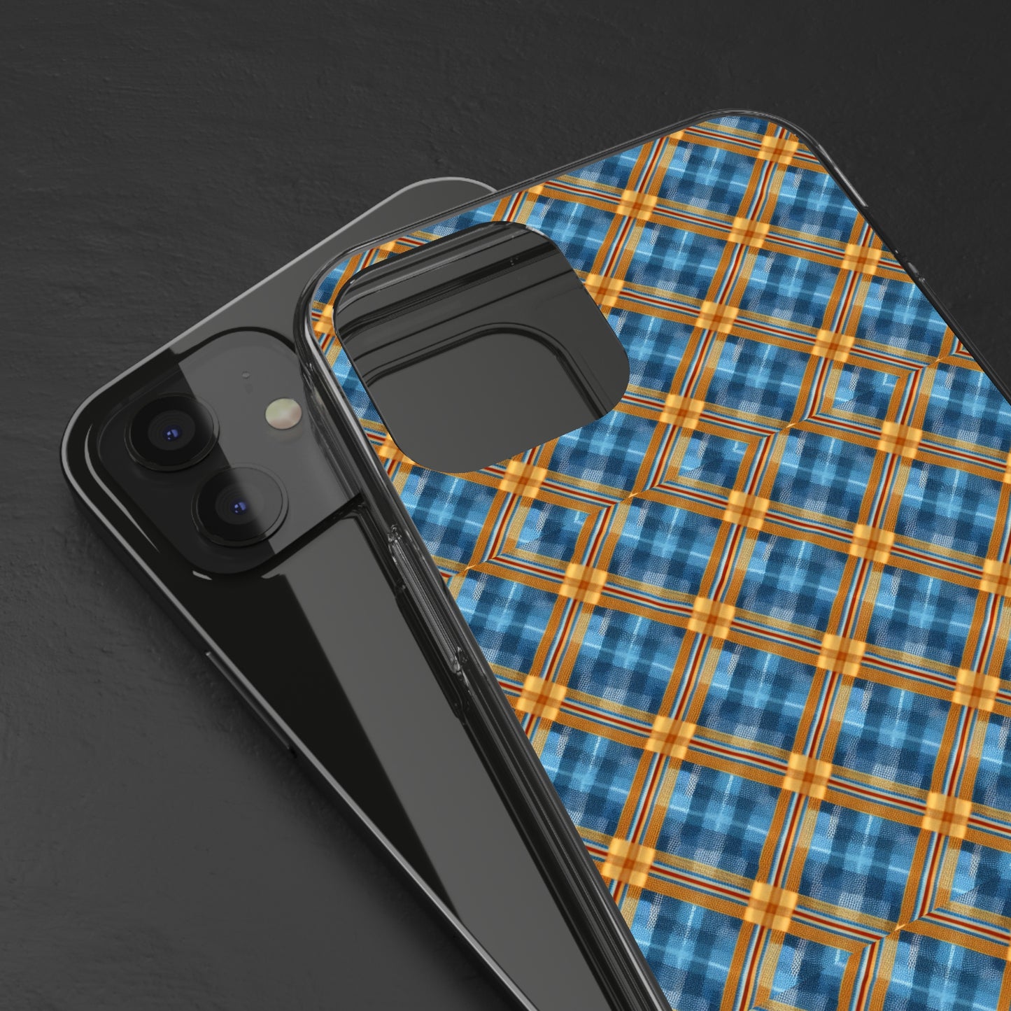 Clear Phone Cases Plaid Design