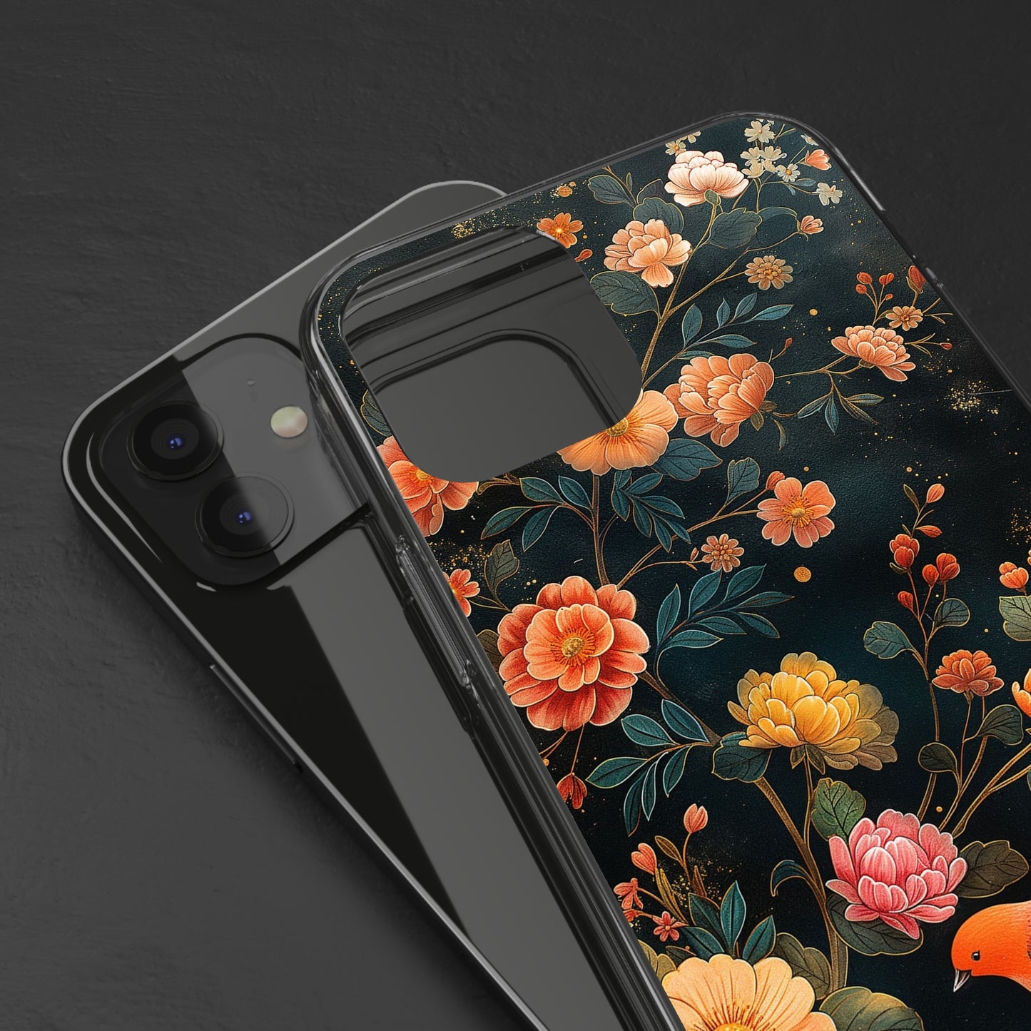 Clear Phone Cases Flower Bird Design