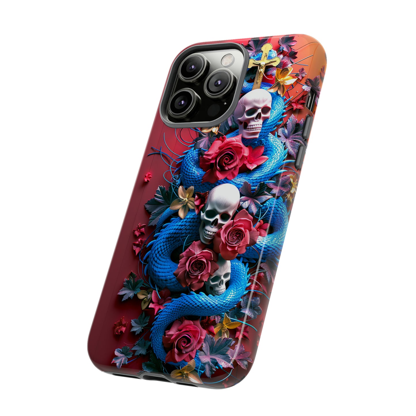 Tough Phone Case Skull and Snake