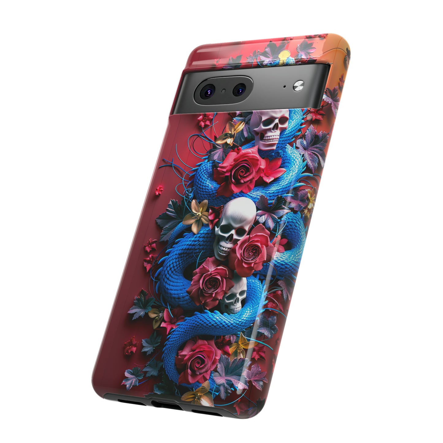 Tough Phone Case Skull and Snake