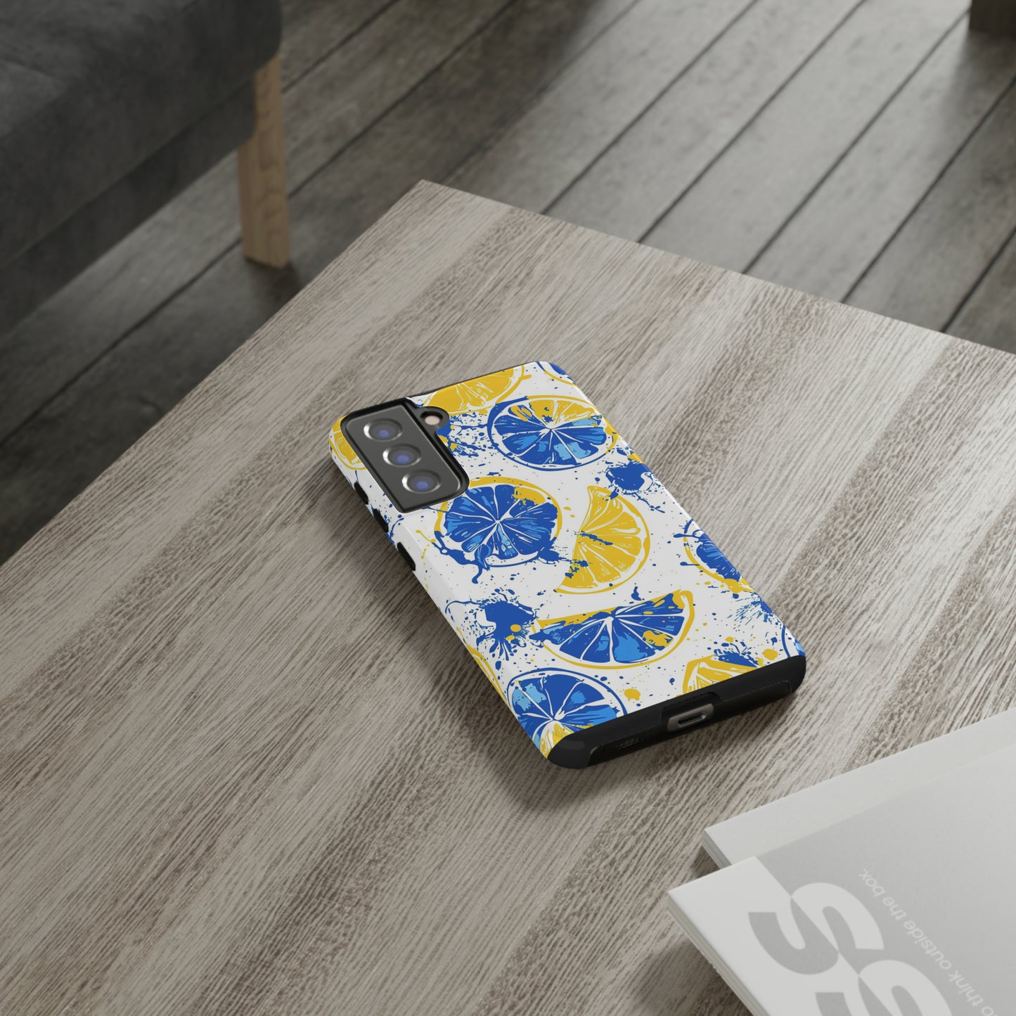 Tough Phone Case Lemon Blue and Yellow