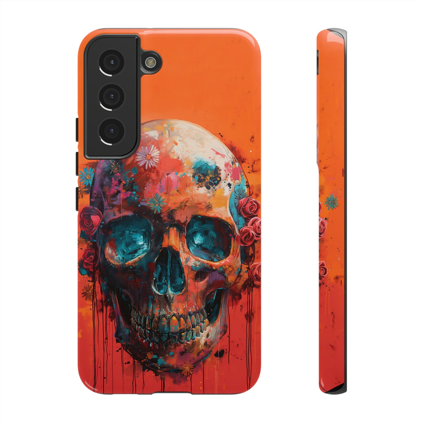 Tough Phone Case Orange Skull