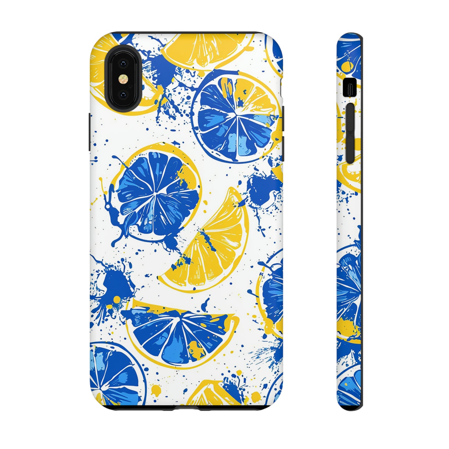 Tough Phone Case Lemon Blue and Yellow