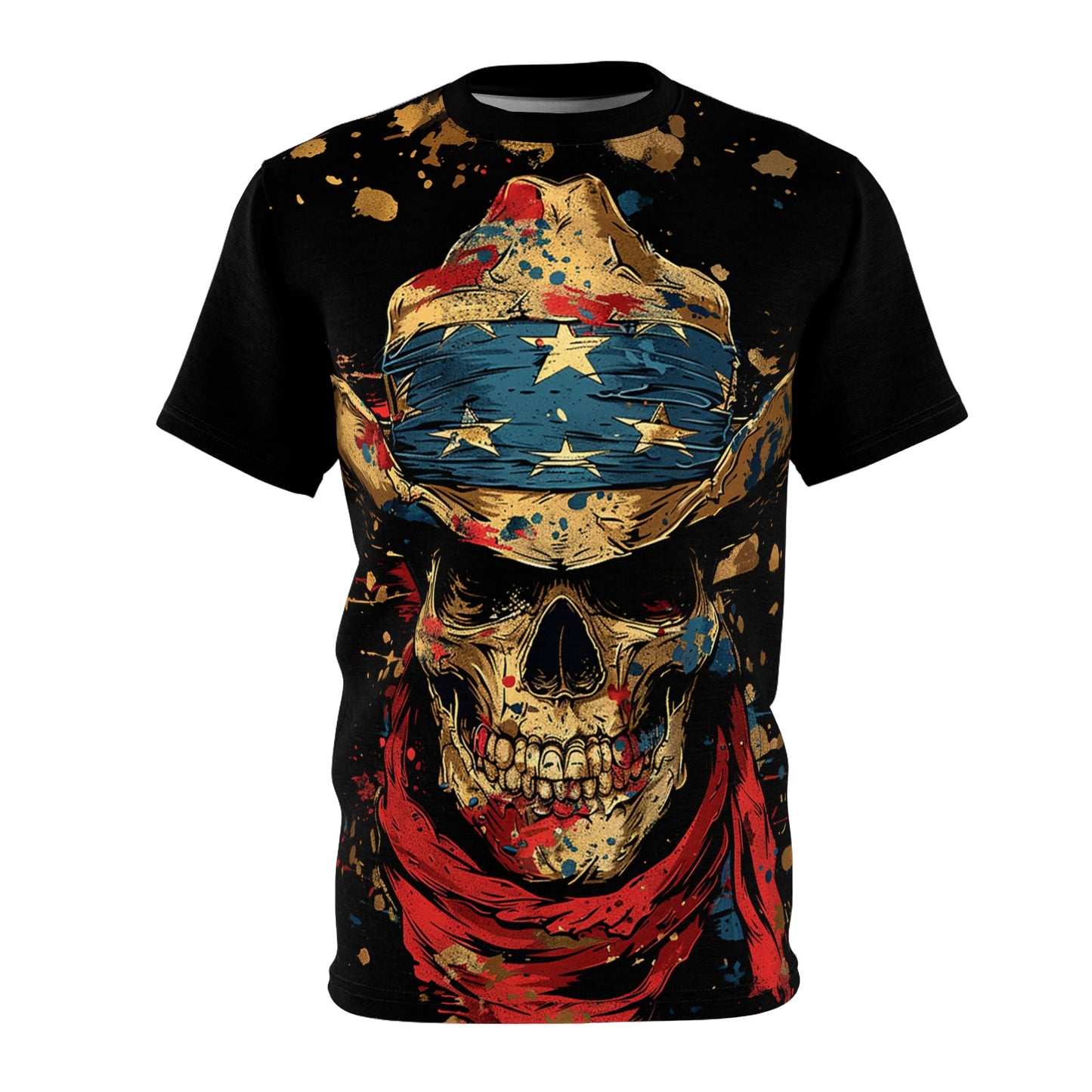 Dark Gold Cowboy Hat Skull Graphic Tee