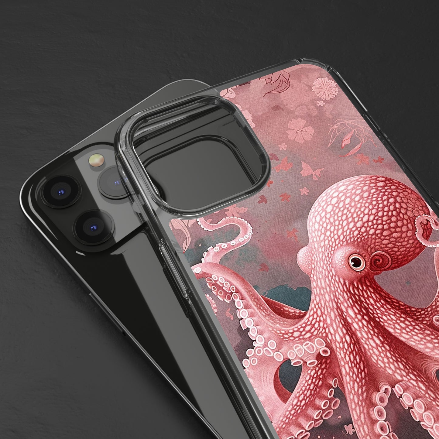 Clear Phone Cases Pink Octopus