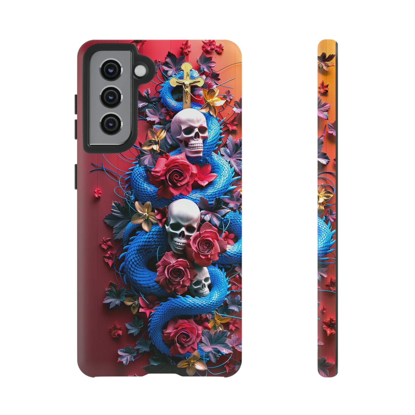 Tough Phone Case Skull and Snake