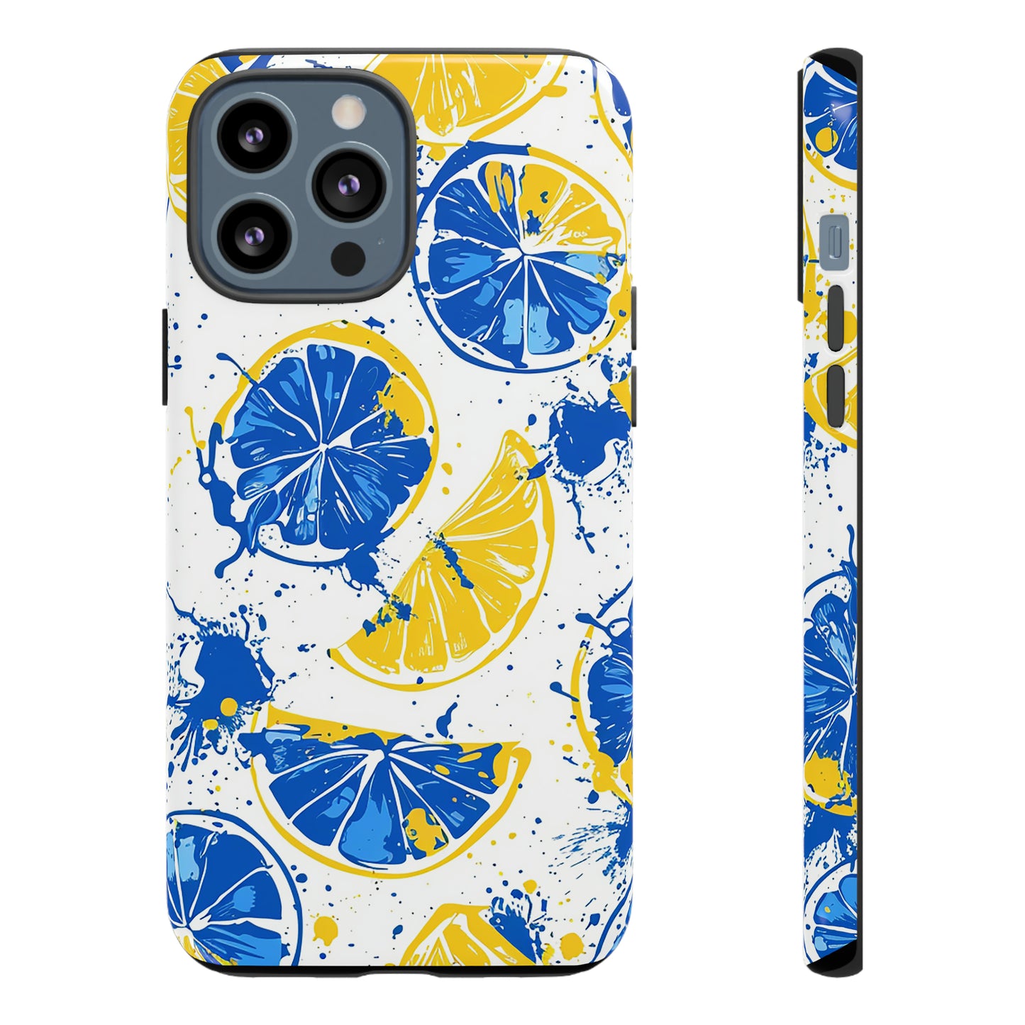 Tough Phone Case Lemon Blue and Yellow