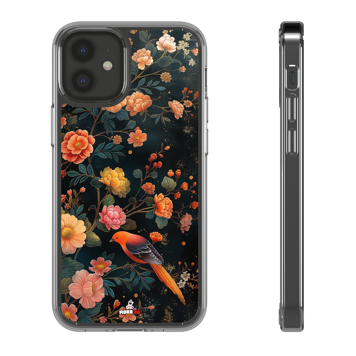 Clear Phone Cases Flower Bird Design