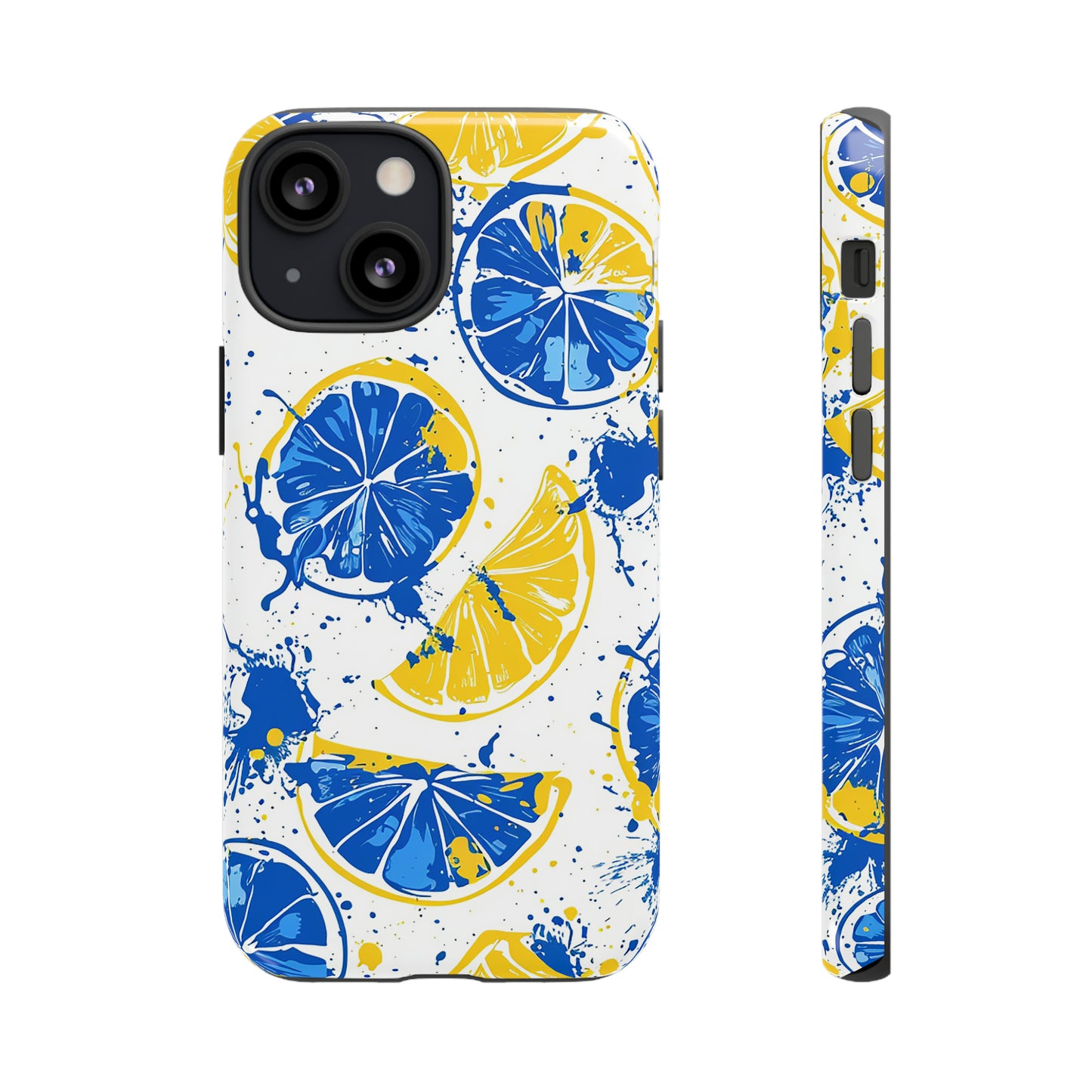 Tough Phone Case Lemon Blue and Yellow