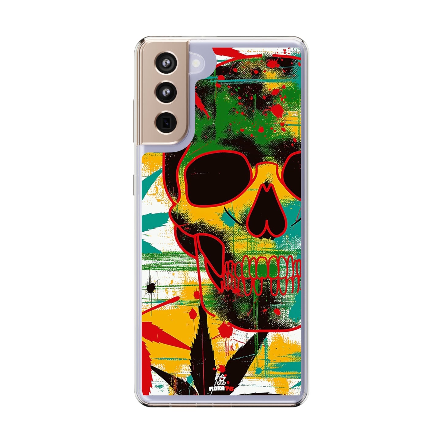 Clear Phone Cases Graphic Skull Cannabis