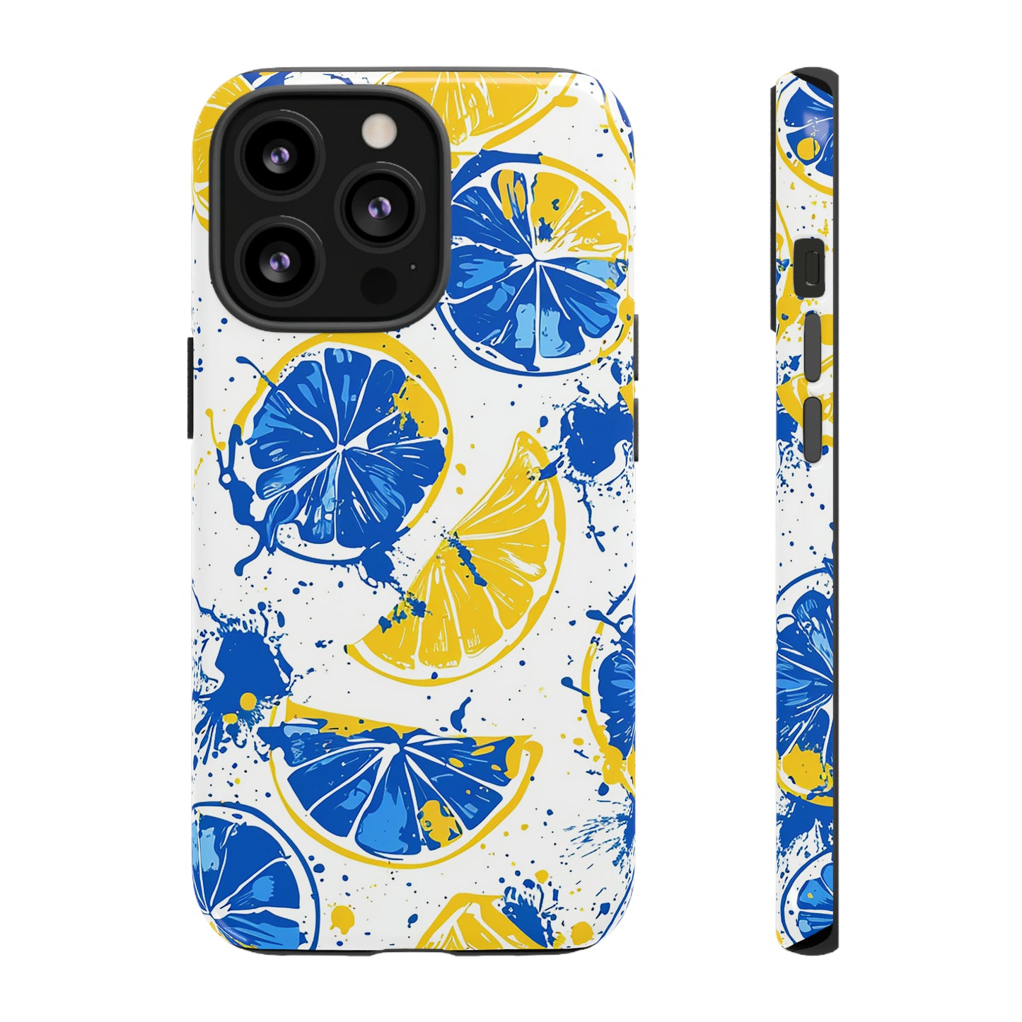 Tough Phone Case Lemon Blue and Yellow