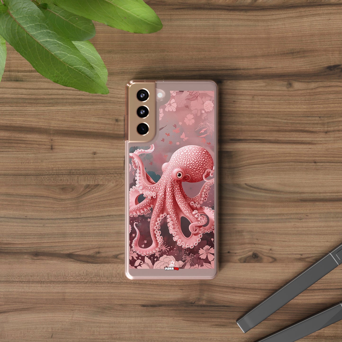 Clear Phone Cases Pink Octopus