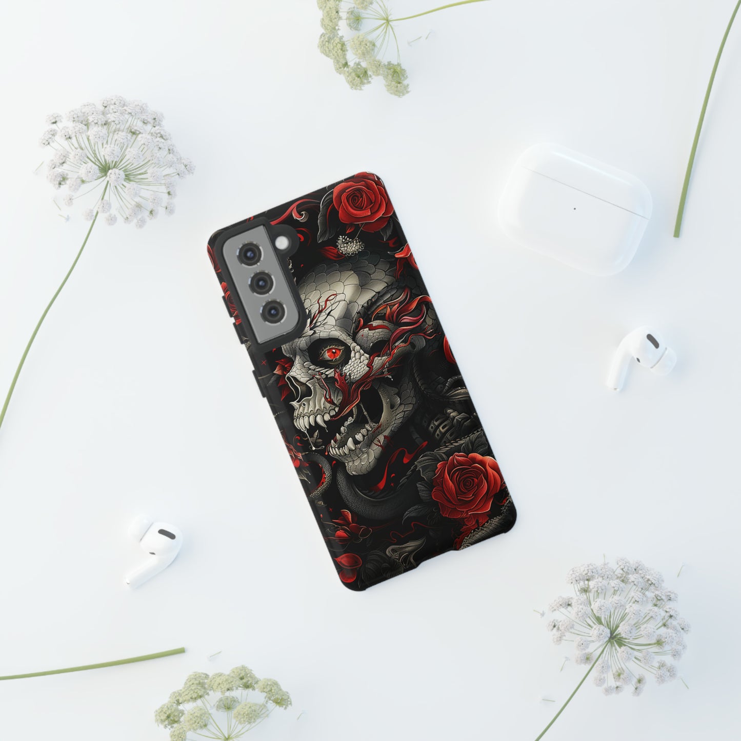 Tough Phone Case Skull and Rose 03