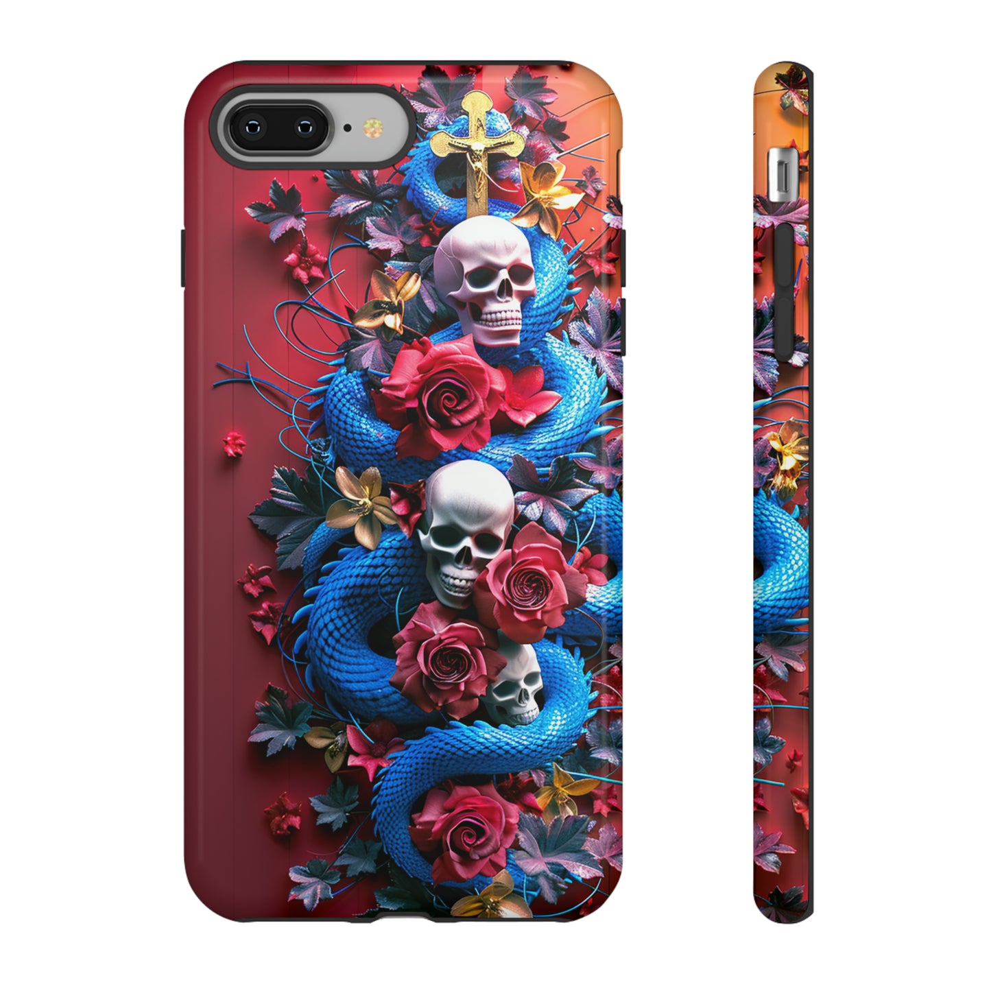 Tough Phone Case Skull and Snake