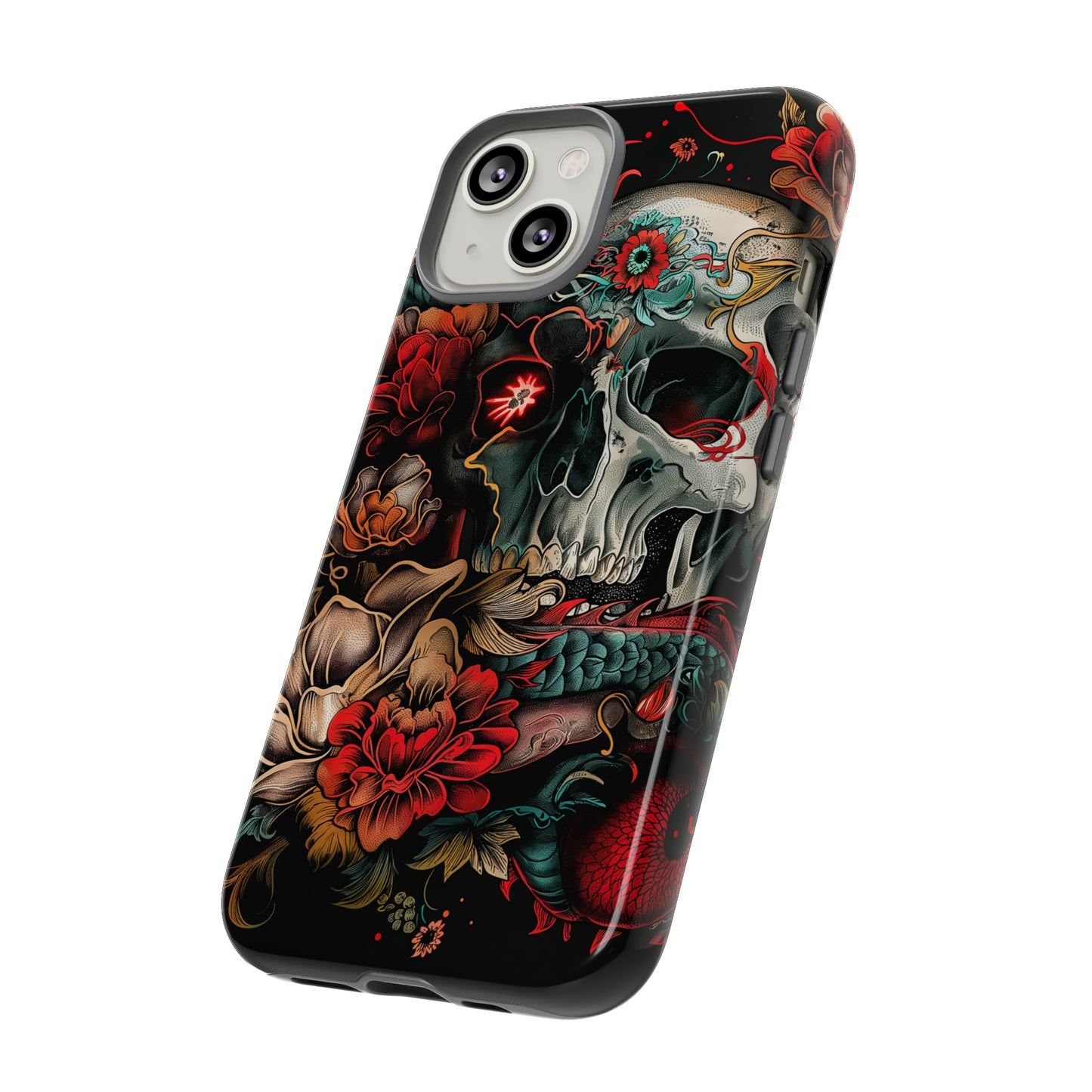 Tough Phone Case Skull and Rose