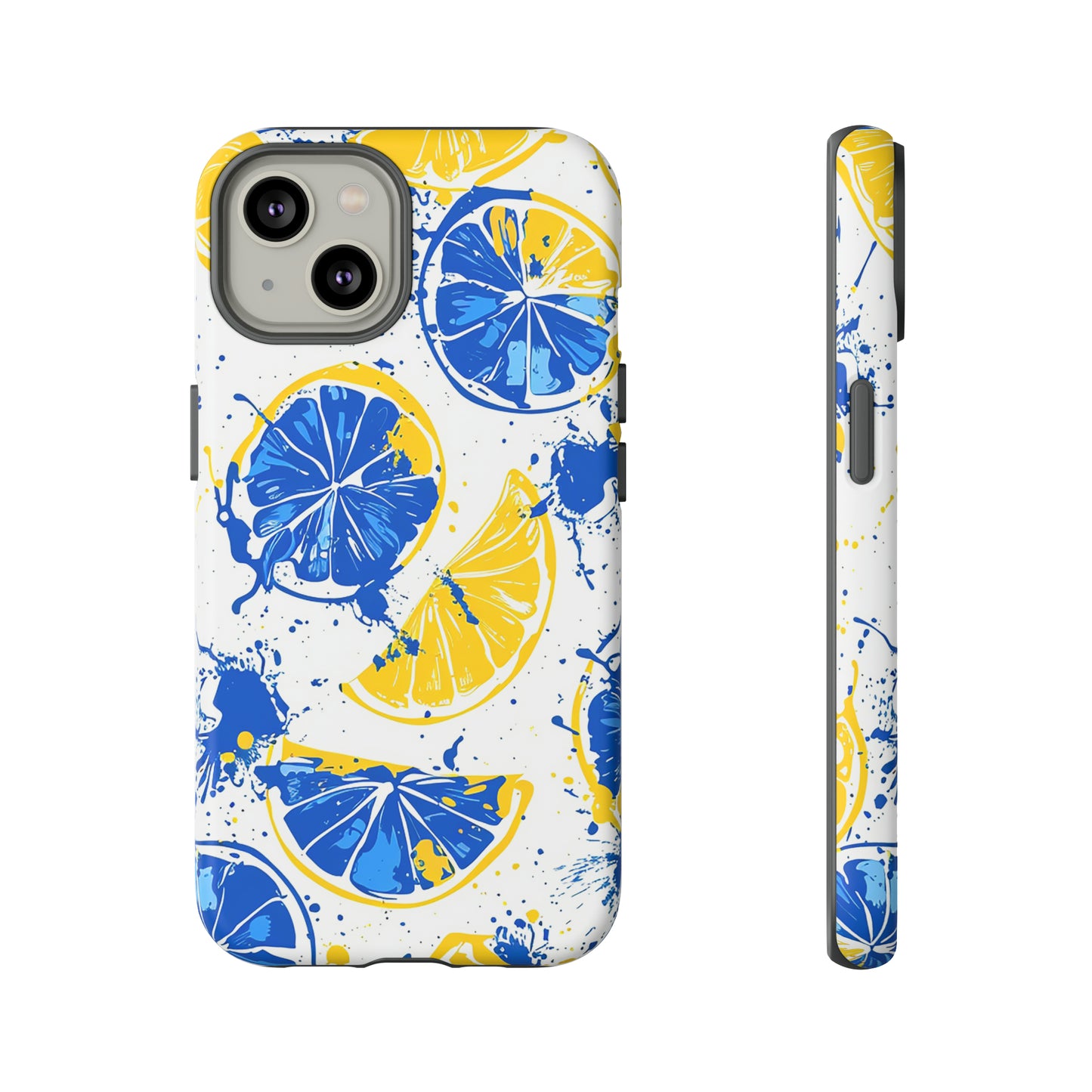 Tough Phone Case Lemon Blue and Yellow