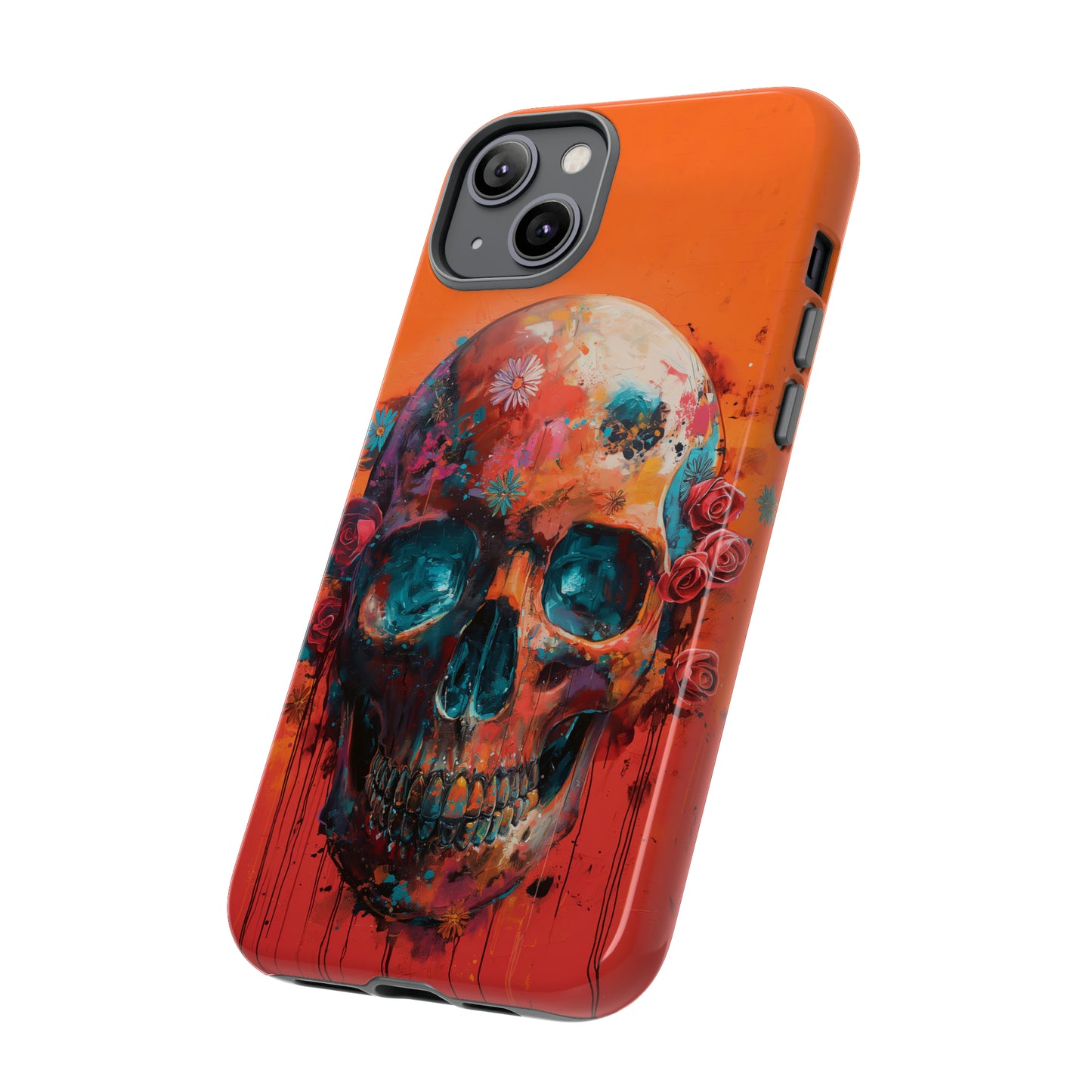 Tough Phone Case Orange Skull