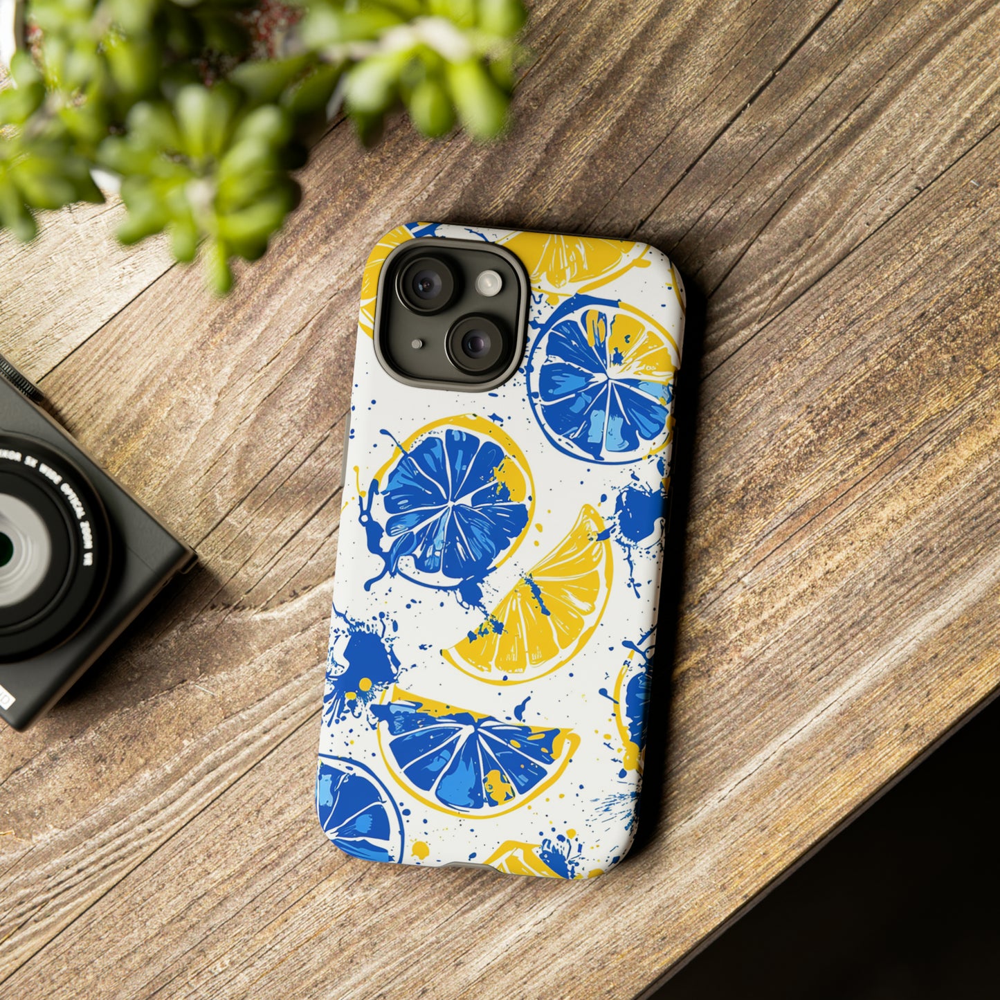 Tough Phone Case Lemon Blue and Yellow