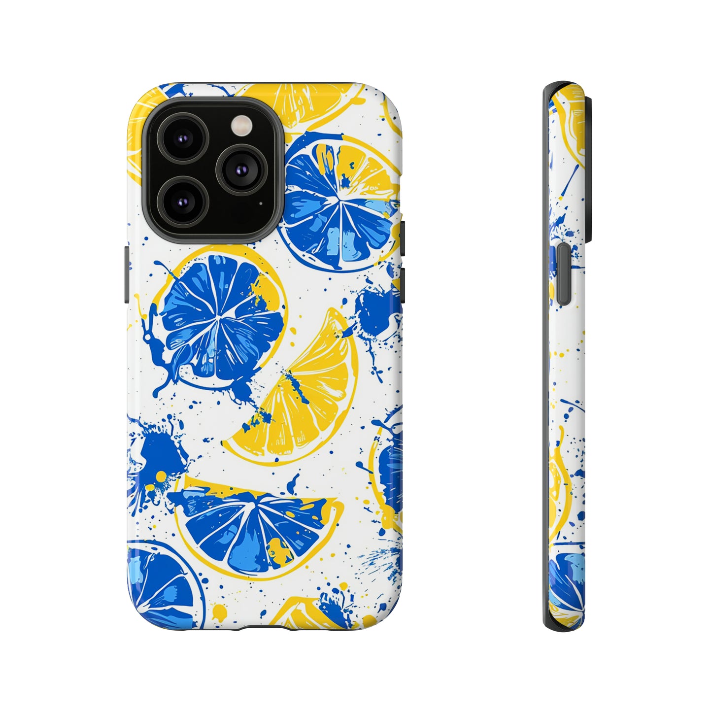 Tough Phone Case Lemon Blue and Yellow