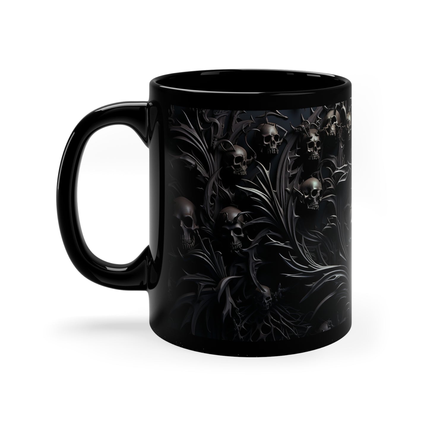 11oz Black Gothic Skull Mug