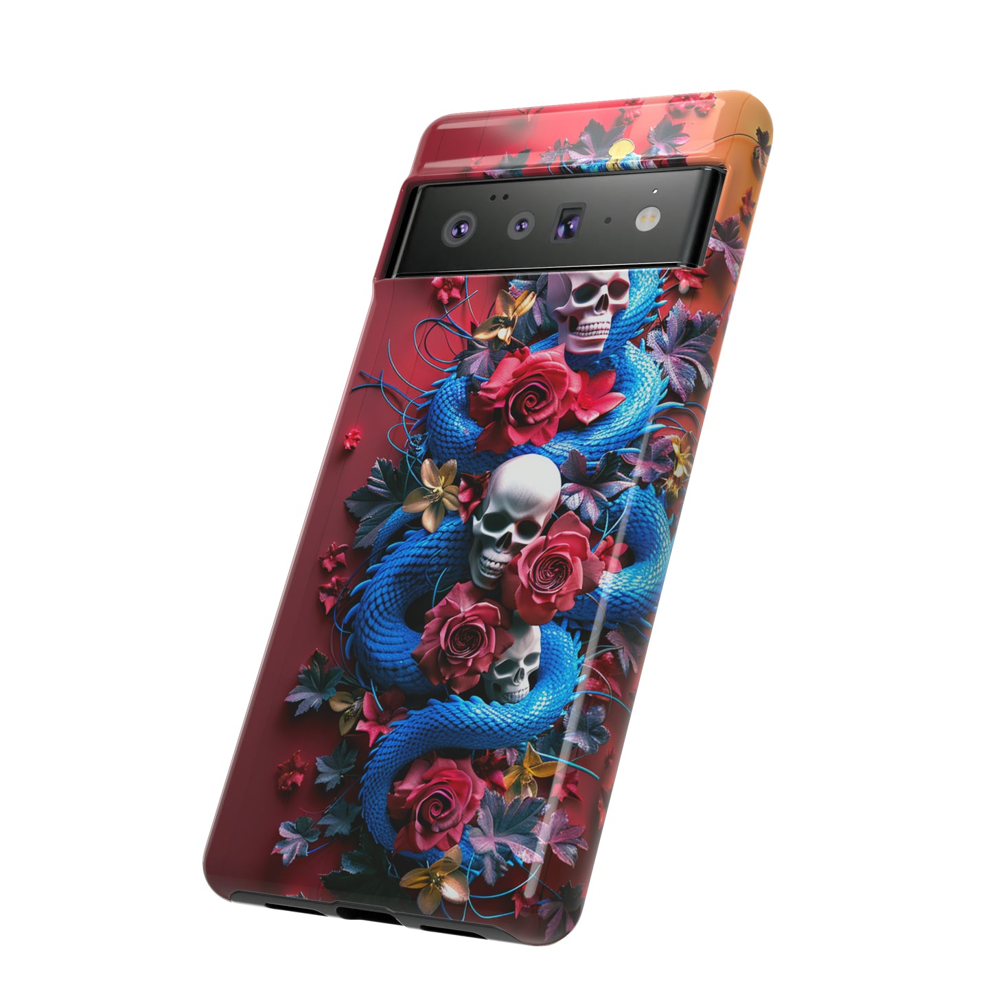 Tough Phone Case Skull and Snake