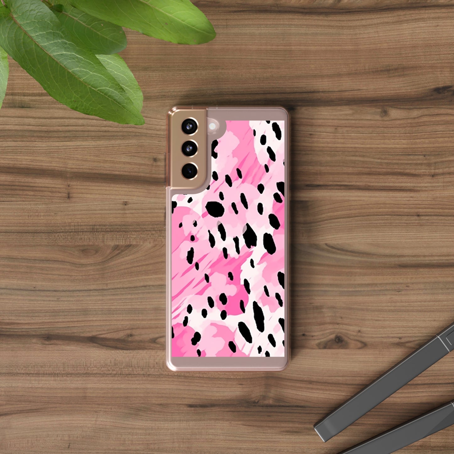 Clear Phone Cases Pink Leopard Spots