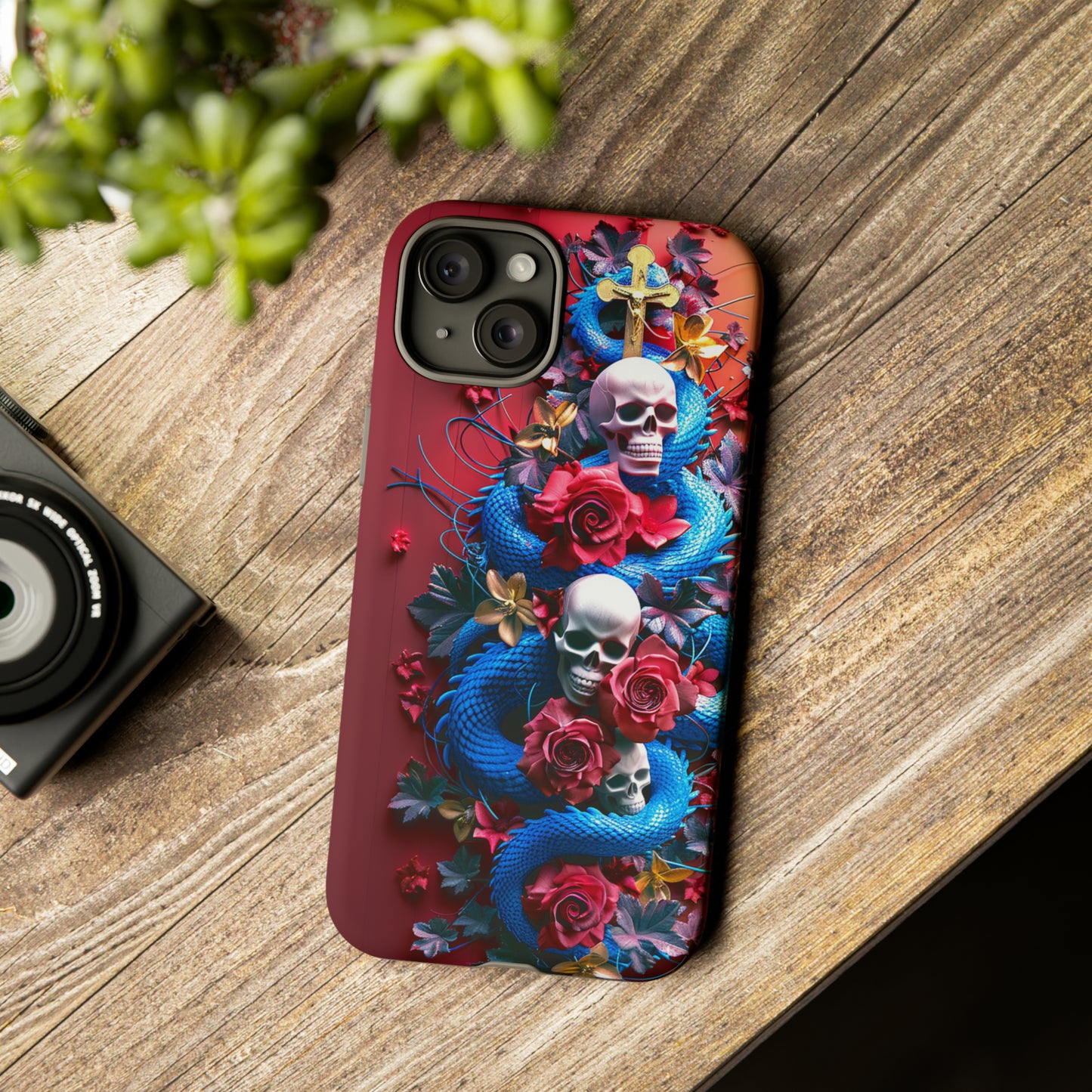 Tough Phone Case Skull and Snake