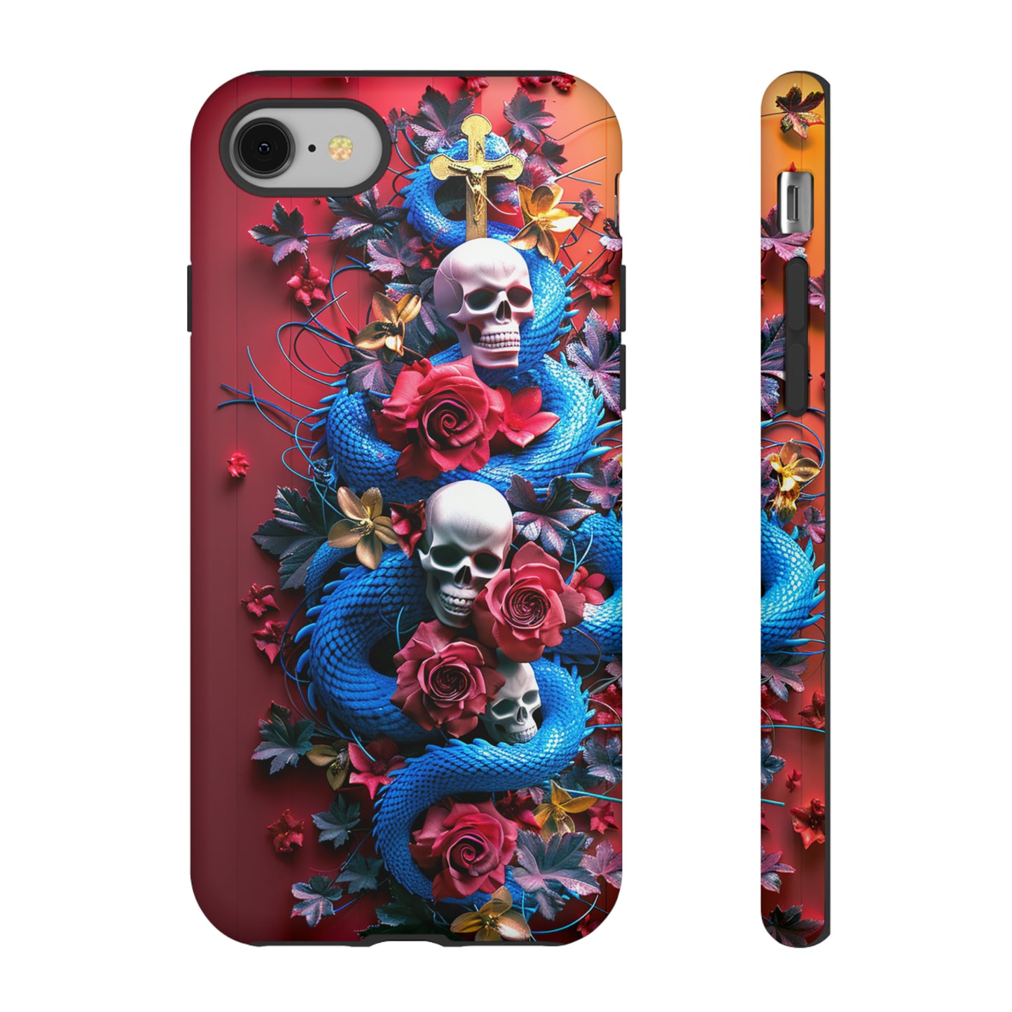 Tough Phone Case Skull and Snake