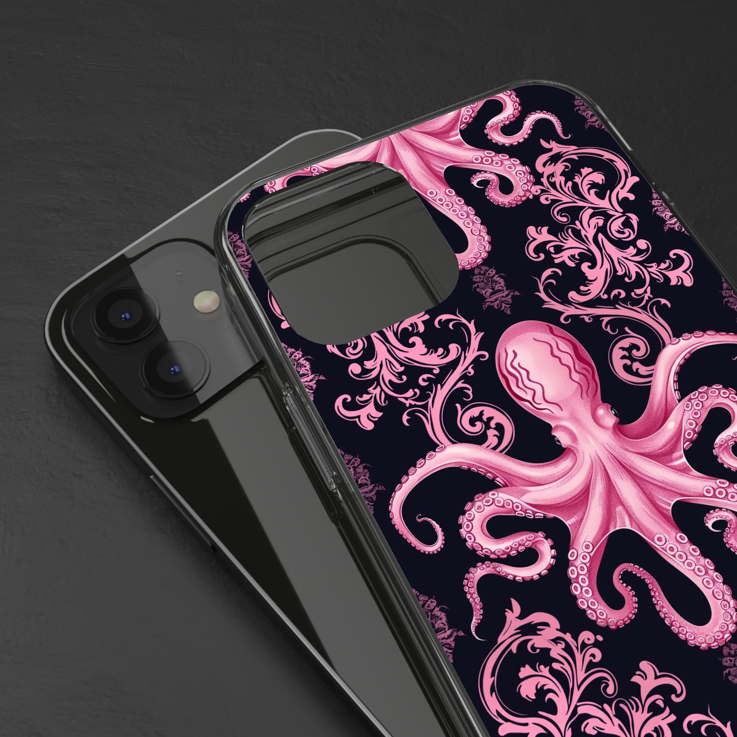 Clear Phone Cases Pink Octopus