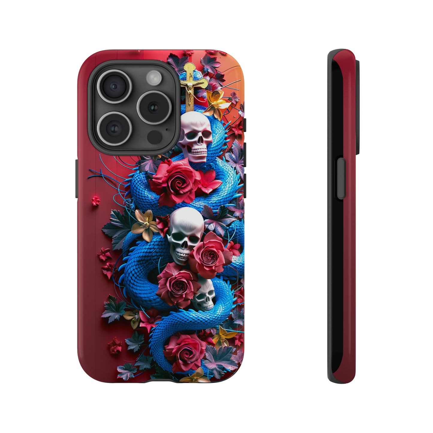 Tough Phone Case Skull and Snake