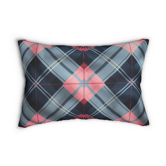 Spun Polyester Lumbar Pillow Blue Pink