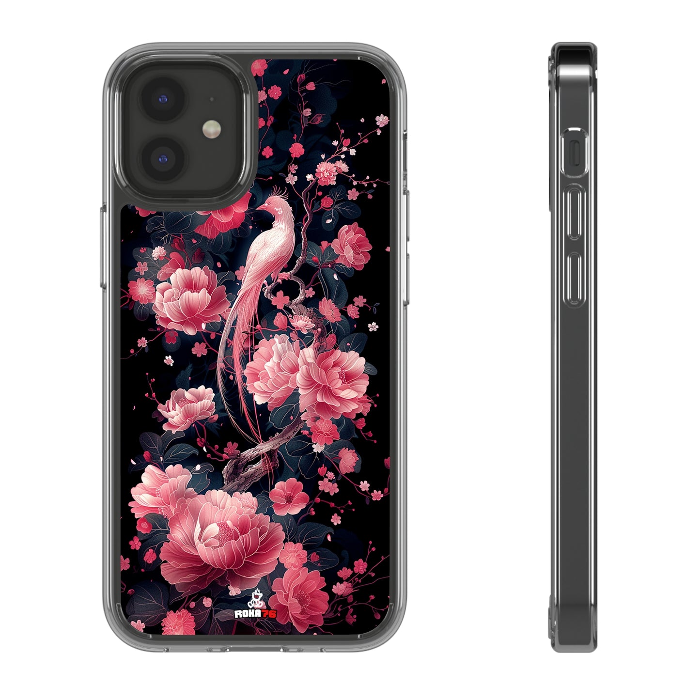 Clear Phone Cases Graphic Pink Bird