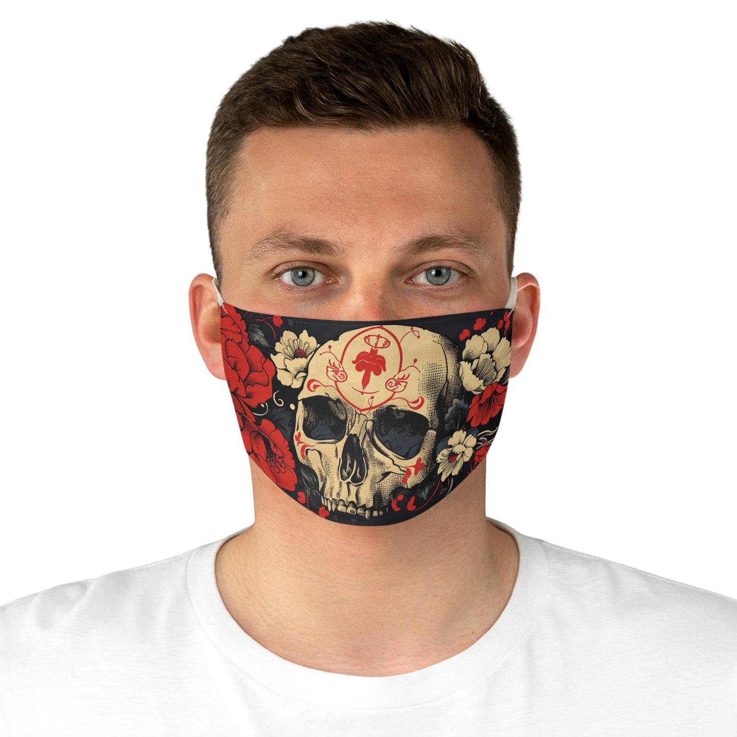 Fabric Face Mask Rose Skull Design