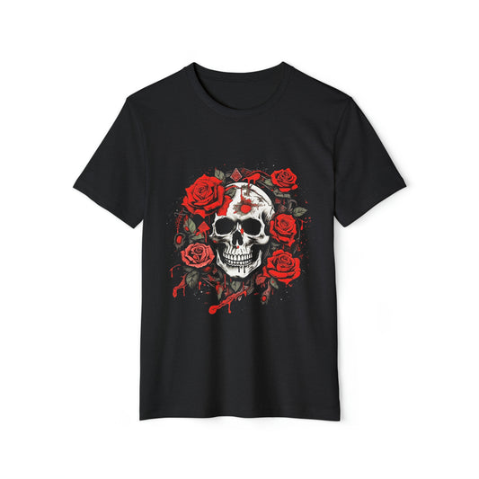 Scarlet Enigma Skull and Roses Tee Graphic Organic T-Shirt