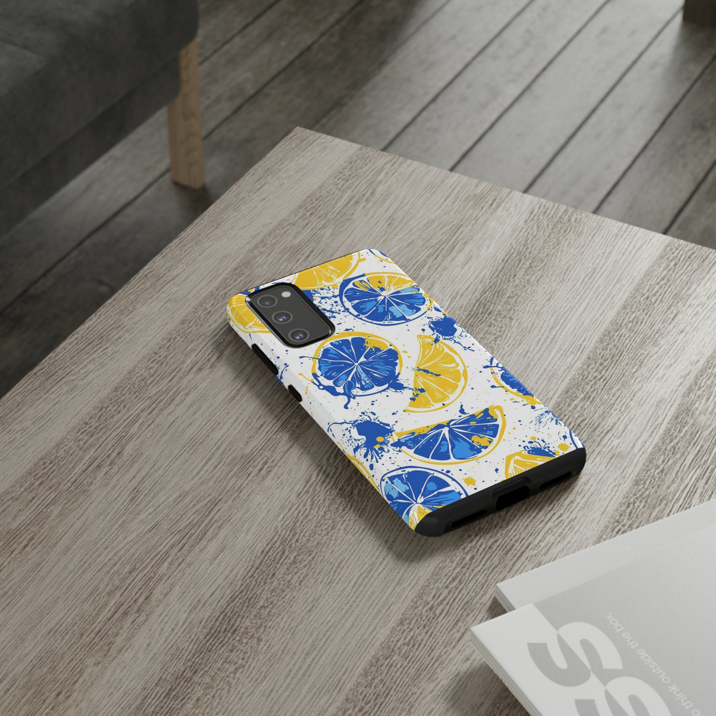 Tough Phone Case Lemon Blue and Yellow