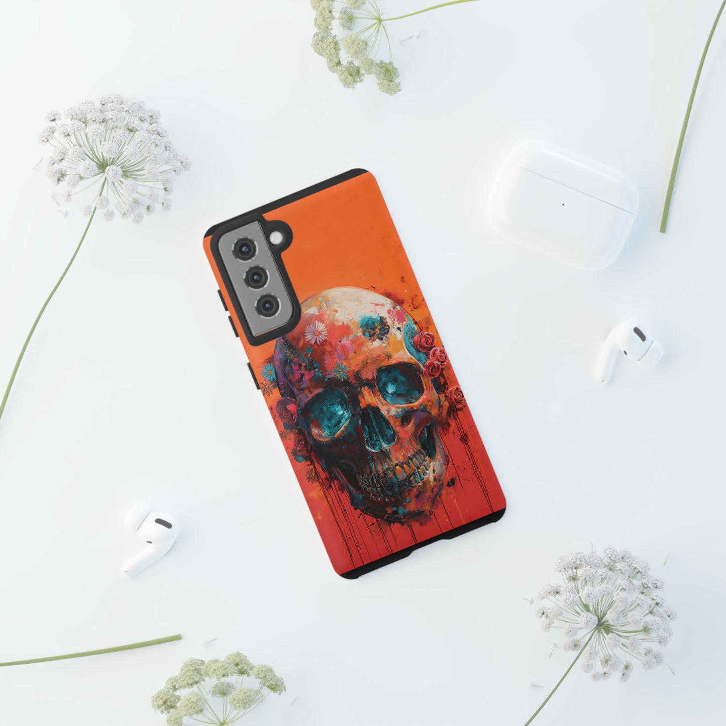 Tough Phone Case Orange Skull