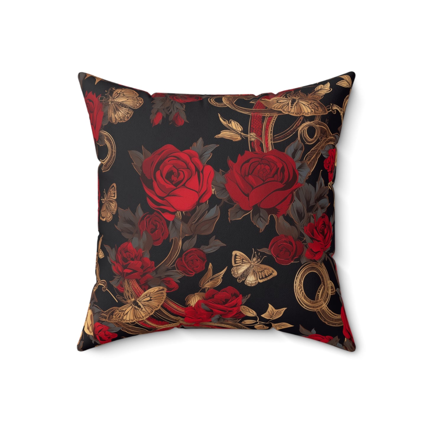 Spun Polyester Square Pillow Red Roses