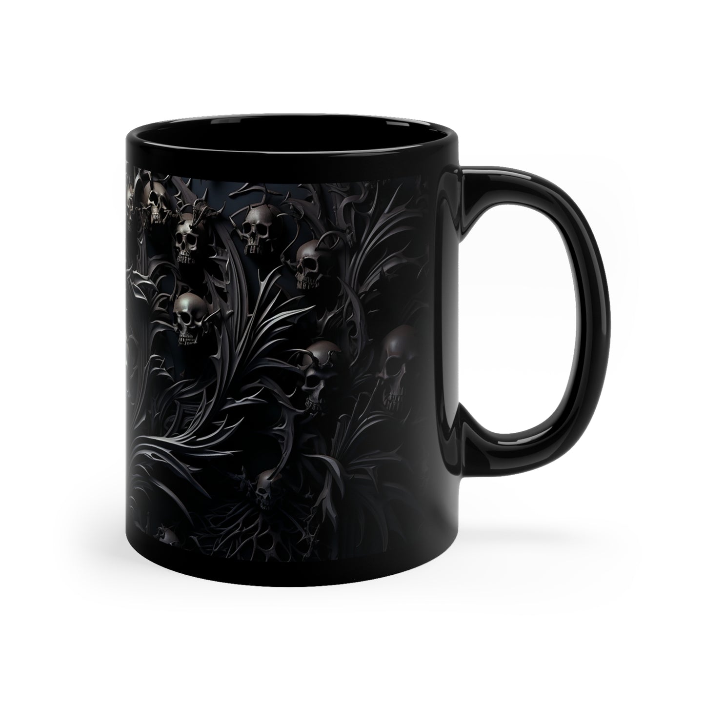 11oz Black Gothic Skull Mug