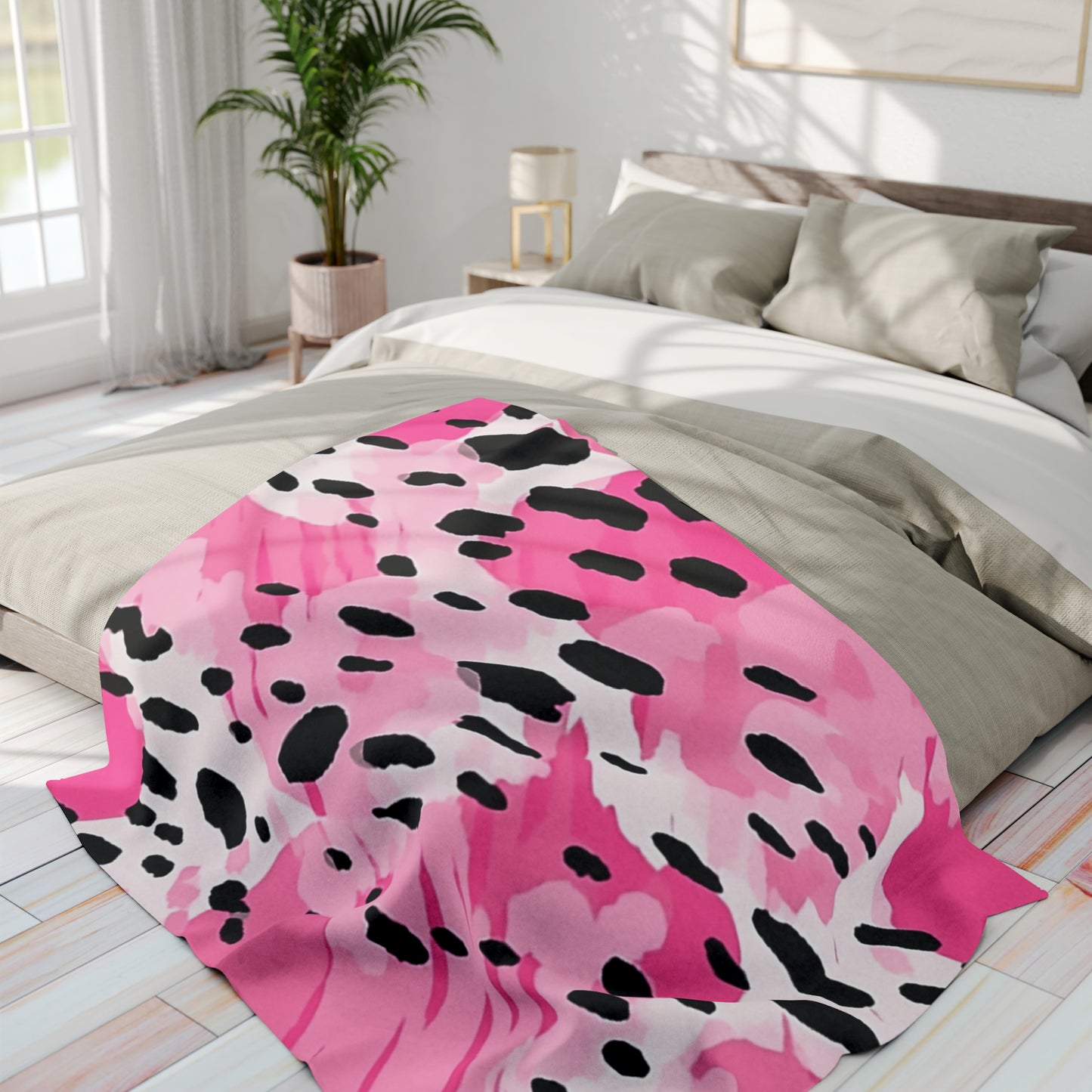 Arctic Fleece Blanket Pink Leopard Spots