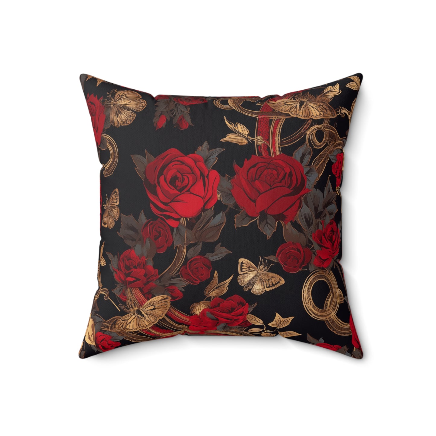 Spun Polyester Square Pillow Red Roses