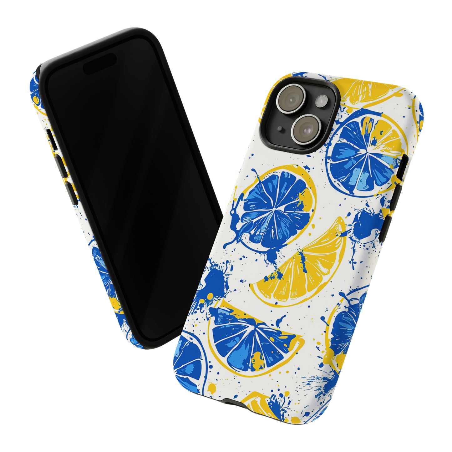 Tough Phone Case Lemon Blue and Yellow