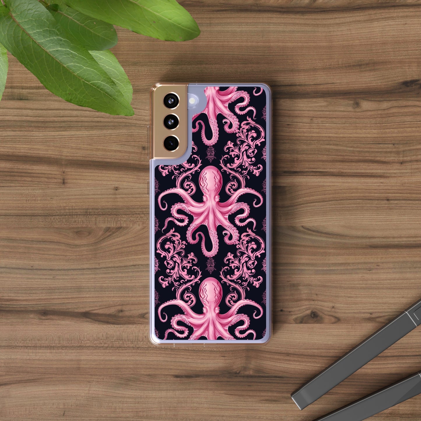 Clear Phone Cases Pink Octopus