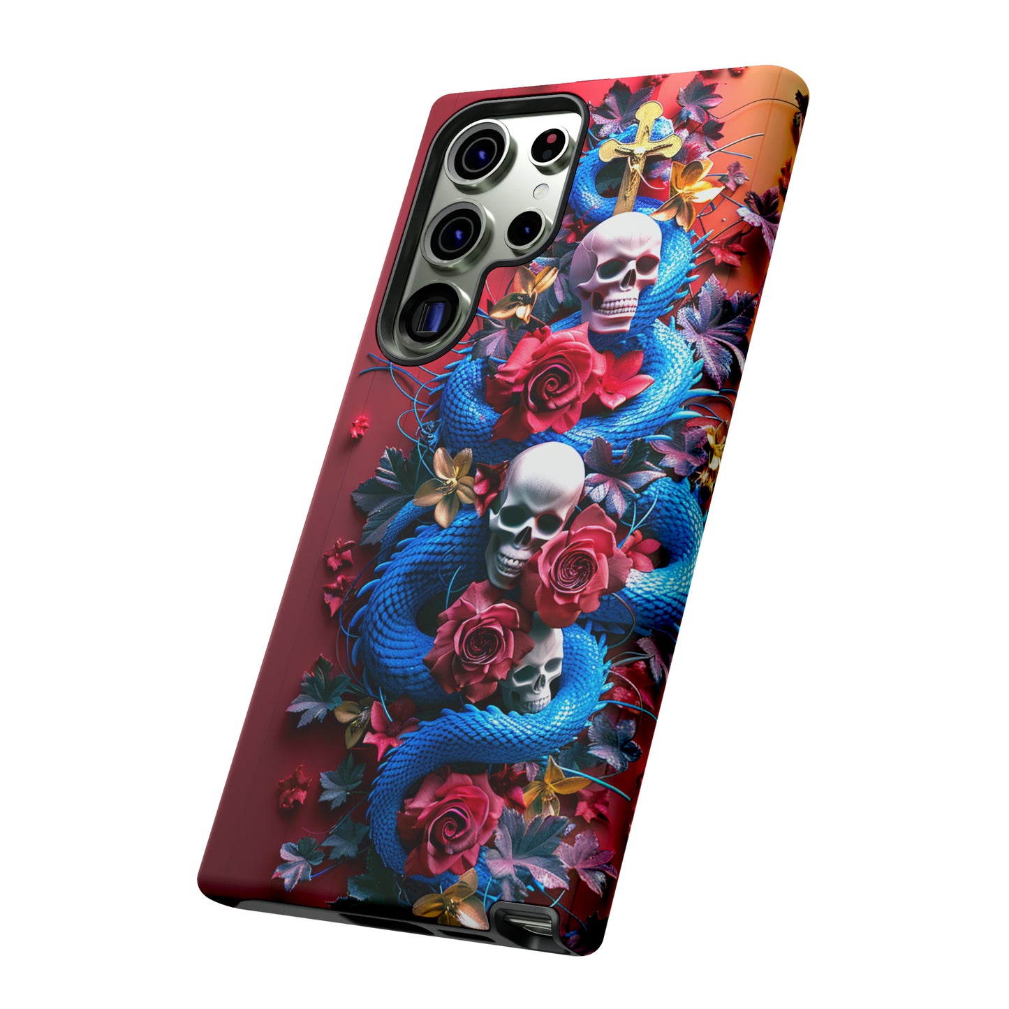 Tough Phone Case Skull and Snake