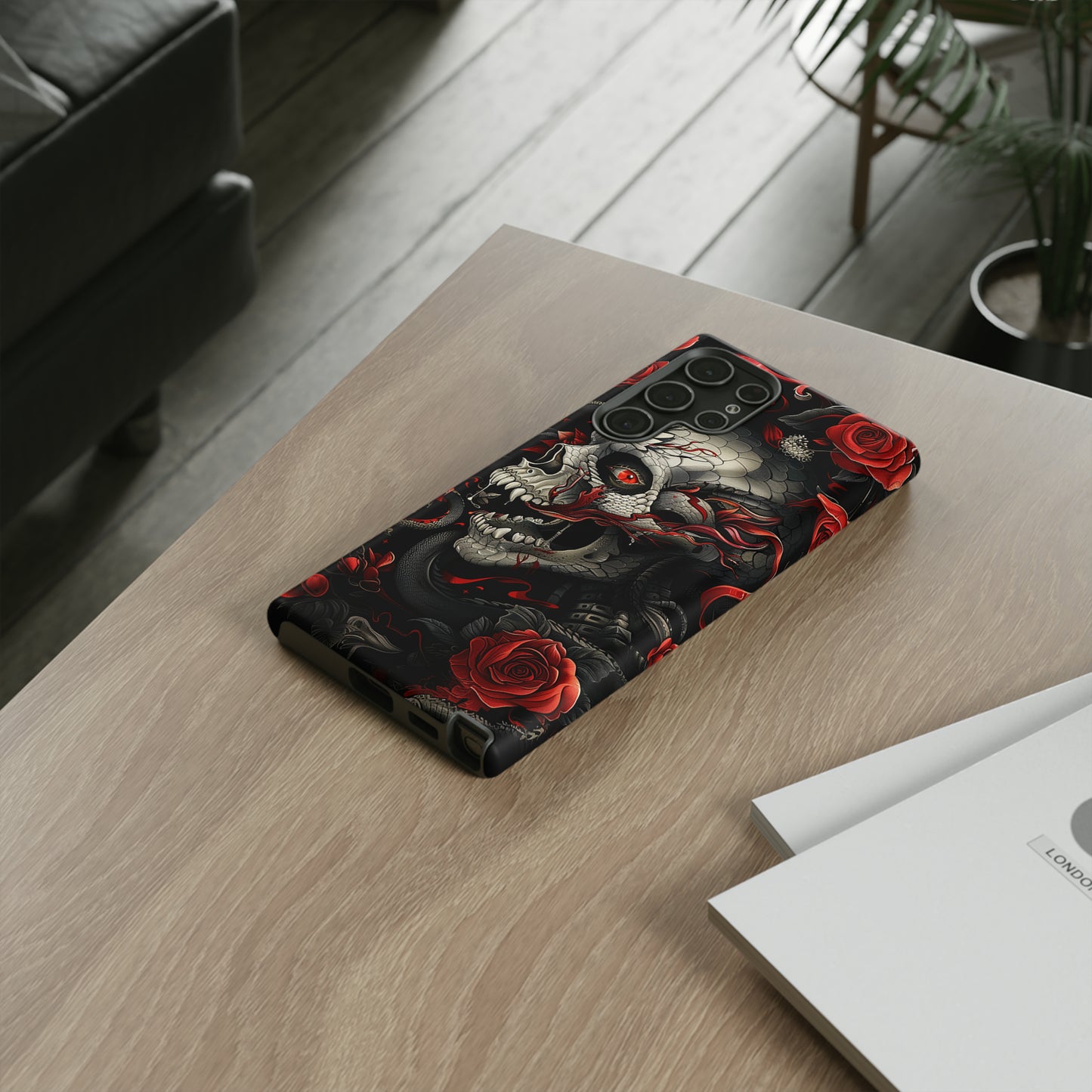 Tough Phone Case Skull and Rose 03