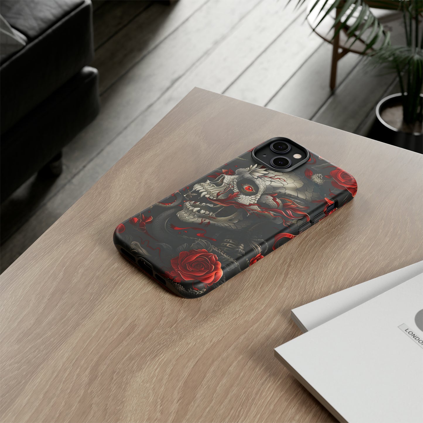 Tough Phone Case Skull and Rose 03