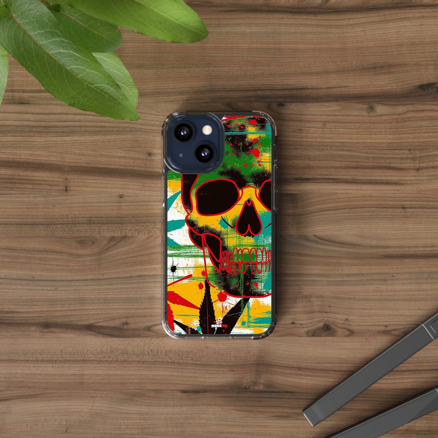 Clear Phone Cases Graphic Skull Cannabis