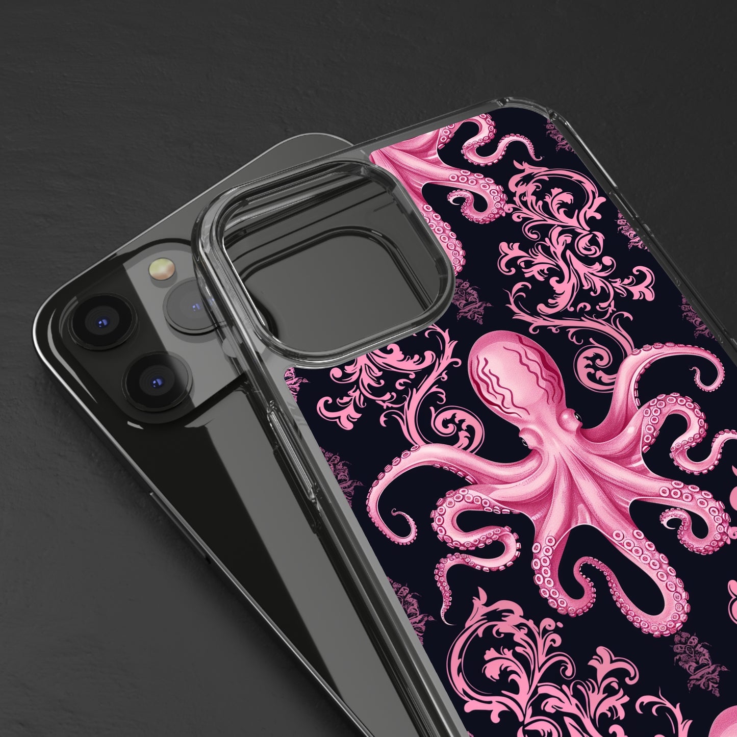 Clear Phone Cases Pink Octopus