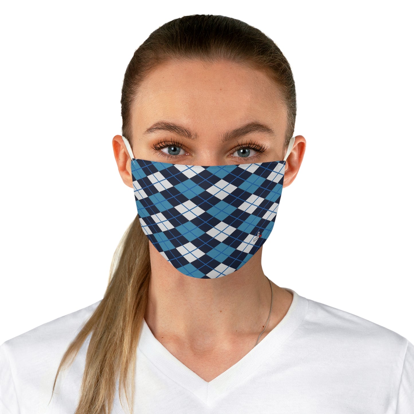 Fabric Face Mask Graphic Blue White