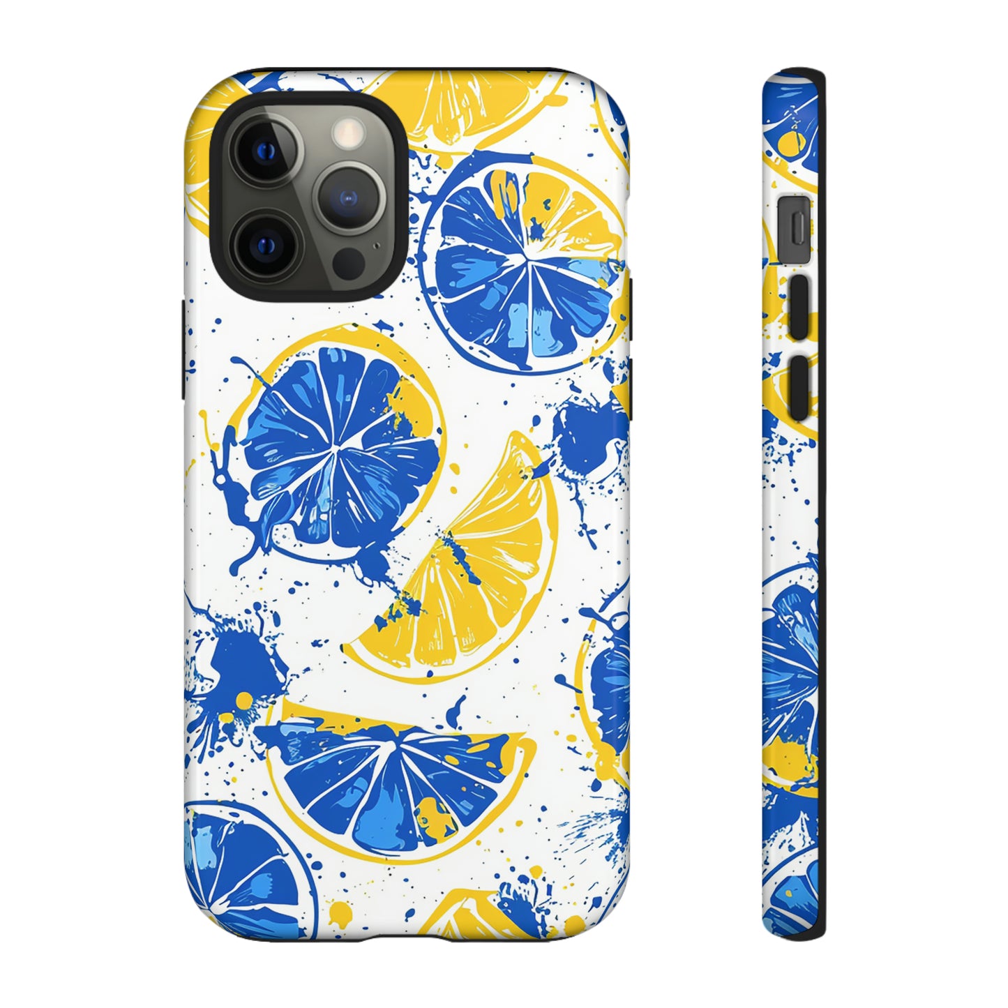 Tough Phone Case Lemon Blue and Yellow