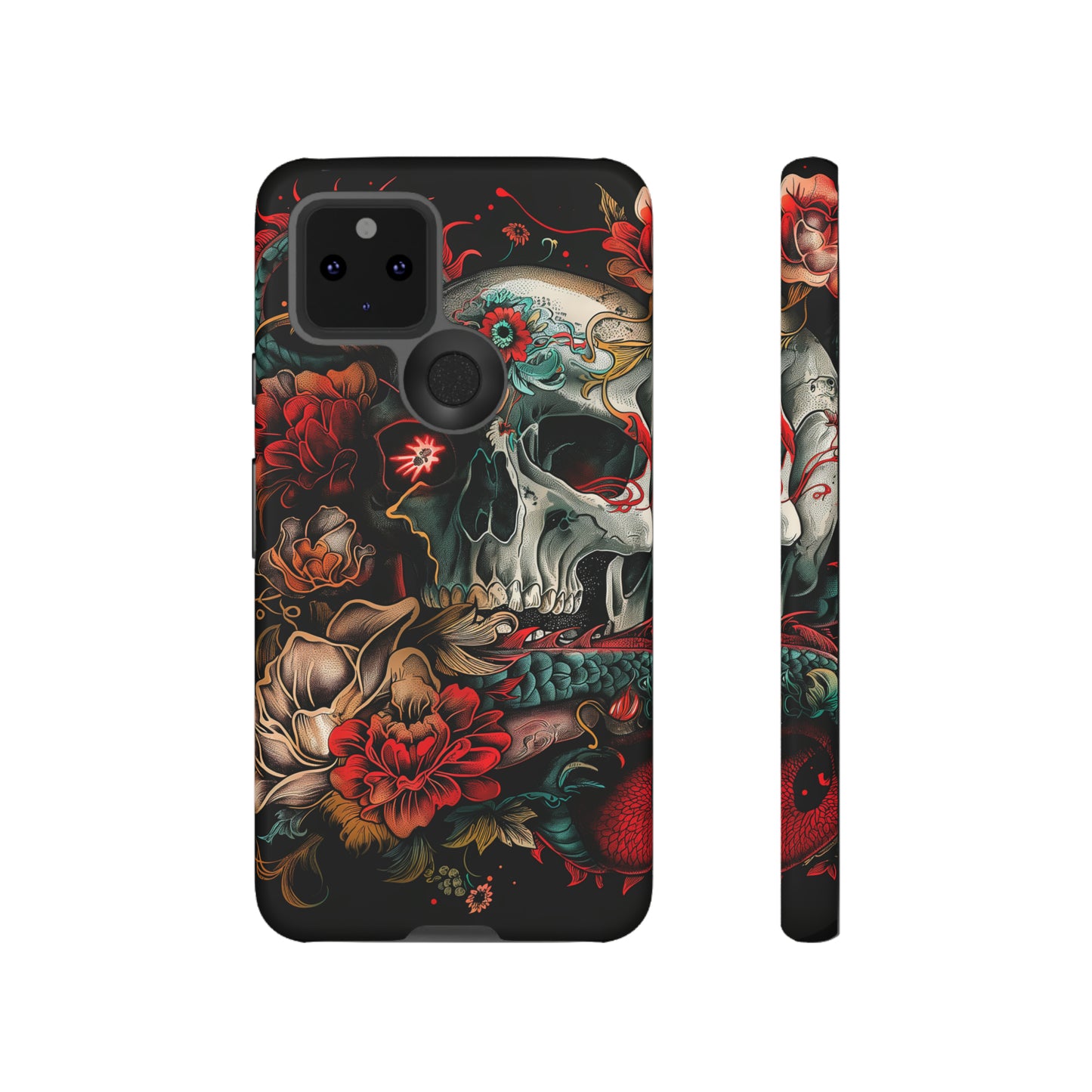 Tough Phone Case Skull and Rose